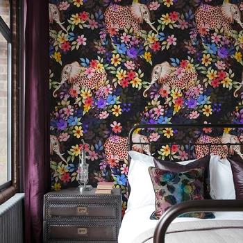Модные Красочные обои из ПВХ с леопардовым цветком, Классический водонепроницаемый декор для гостиной, Винтажное цветочное украшение дома