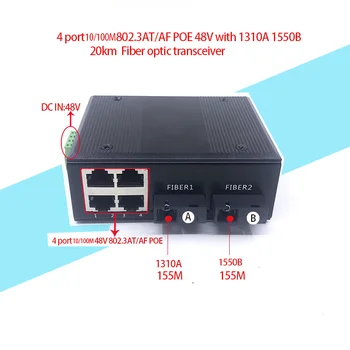 2sc 4 порта POE 10/100 М 48 В Ethernet волоконно-оптический медиаконвертер 4 Порта PoE *2sc 155 М волоконный Порт Волоконно-оптический приемопередатчик