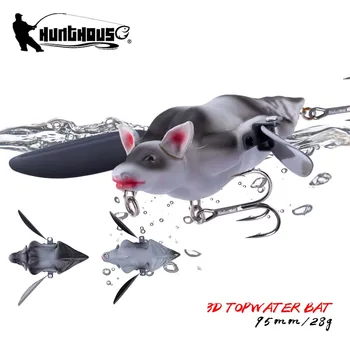 Hunthouse Рыболовный Карандаш Бионическая Искусственная 3D Летучая Мышь Жесткая Приманка Topwater 95 мм 28 г Поверхностный Пресноводный Воблер Crankbait Для Окуня И Щуки