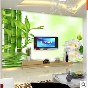 beibehang Большие настенные обои 3D стереоскопический лотос бамбуковый диван гостиная ТВ фон обои papel de parede listrado