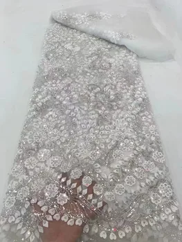 Bestway Новая Белая Африканская Кружевная Ткань С Бисером Высококачественное Нигерийское Свадебное Платье С Вышивкой Блестками Французский Тюль Кружевная Ткань