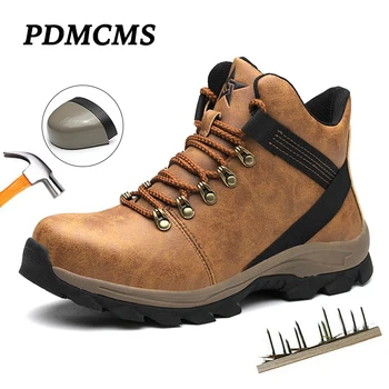 Pdmcms Защитная Обувь Мужская Водонепроницаемая Защитная Обувь Легкие Ботинки Челси Со Стальным Носком, Устойчивые К Проколам Рабочие Защитные Кожаные Ботинки