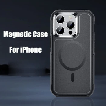 Роскошный HD-чехол Mangetic для iPhone 13 Pro Max 14 Plus 12 Чехлов для мобильных телефонов, Военная Водонепроницаемая Задняя крышка для Беспроводной Зарядки