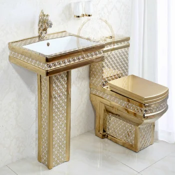 керамический позолоченный туалет для ванной комнаты, цветной туалетный набор, золотой унитаз