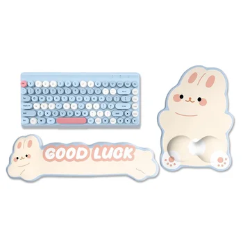 Good Luck Rabbit Коврик для мыши и клавиатуры, набор для защиты запястий, Эргономичный коврик для мыши, Силиконовая 3D противоскользящая мягкая клавиатура, подставка для рук для девочек