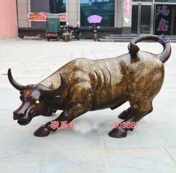 95 СМ БОЛЬШОЙ # Офисный домашний Бизнес, фондовый рынок, Заряжающий талисман-бык, # эффективный Талисман Для Рисования Денег, бронзовая статуя коровы-быка