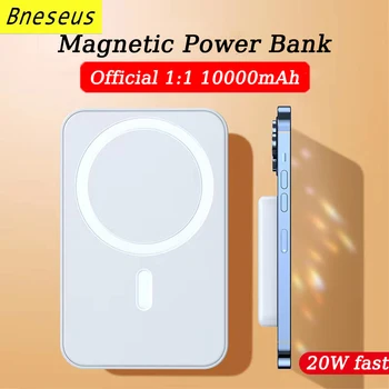 Официальный Магнитный банк питания 1:1 10000 мАч, Внешний вспомогательный Аккумулятор Macsafe Powerbank Для iPhone 12 13 14 15, Беспроводное Зарядное устройство