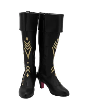 Принцесса Косплей Анна/Ботинки для косплея, черные туфли из искусственной кожи, женская обувь, вечеринка для девочек, Хэллоуин, Карнавал, индивидуальный размер