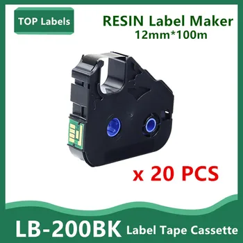 20PK 12 мм Этикеточная лента LB200BK Labels Maker TAG Для Canon MK1500/MK2100/MK2500 Принтер Печать в ПВХ Корпусе