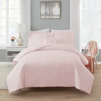 Простой розовый вязаный крючком комплект одеял из микрофибры в полоску, состоящий из 4 предметов, полный/Queen