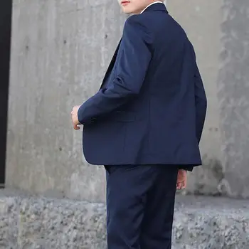 Популярный блейзер-брюки с отворотом, утягивающий однотонный блейзер-брюки, Темпераментный мужской костюм для бизнеса