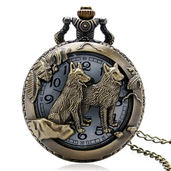 Бронзовые Старинные карманные часы для собак Pettern, женские Мужские часы с цепочкой, подарок relogio