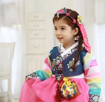 Детское Вышитое Корейское платье Ханбок в Традиционном Дворцовом Стиле, Свадебная Одежда, Платье Принцессы Для Девочек, Танцевальные Костюмы для Косплея