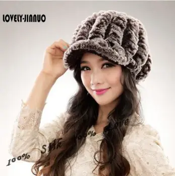 2023 Новая модная Женская зимняя шапка из натурального меха кролика Рекс, шапка для девочек, элегантная зимняя бесплатная доставка JN014