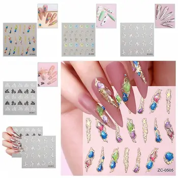 Мультяшные наклейки для ногтей, Разноцветные Медведи, Бронзирующие наклейки, Украшения для ногтей, Наклейки для ногтей, сделай сам, Дизайн ногтей
