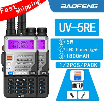Портативное радио Baofeng UV-5RE 5 Вт 1800 мАч 2-полосная ветчина UHF VHF Walkie Talkie Long Range Interphone