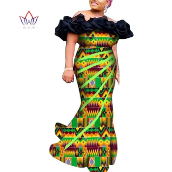 Африканская женская одежда Вечернее платье с открытыми плечами Вечерние платья Платье с принтом Русалки Дашики Рождественский подарок Плюс Размер 6XL WY9515