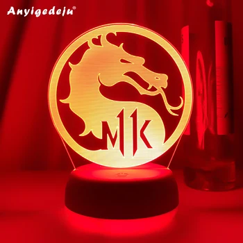 Игра Mortal Kombat 11 Логотип Ночник Светодиодный Сенсорный Датчик, Меняющий Цвет, Ночник для Детей, Декор Детской Спальни, Подарочная Настольная Лампа