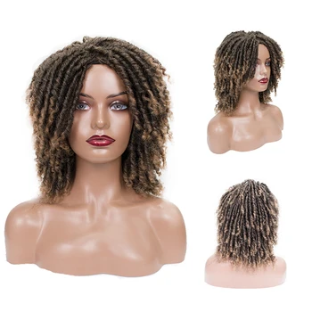 Кудрявые парики с Дредлоками Для чернокожих женщин 12 Упругих Вьющихся волос Dread lock Синтетические Парики с закручивающимися волосами цвета Омбре
