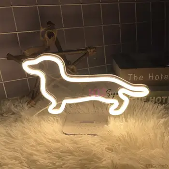 Изготовленная на заказ Неоновая Вывеска USB Dog LED Neon Light Ночная Вывеска Украшение детской Спальни Настольные лампы Креативный подарок на День Рождения